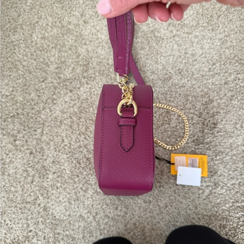 NWT Valentino Leather Camera Crossbody Bag Dark Magenta